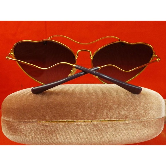 MIU MIU PRADA SMU55R CAT EYES SCENIQUE GOLD LILAC METAL LOGO FRAME SUNGLASSES - Picture 7 of 12